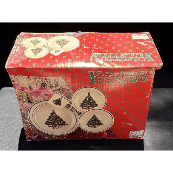 EHI YULETIDE China 16 Piece Set 4 Piece Place Setting Missing 1 Cup Original Box - Picture 1 of 12